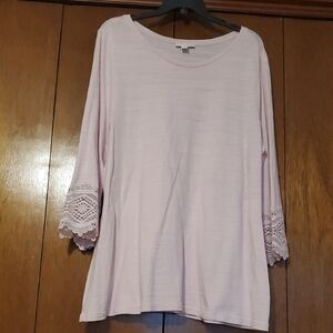 Charter Club Light Pink Lace Sleeve Blouse